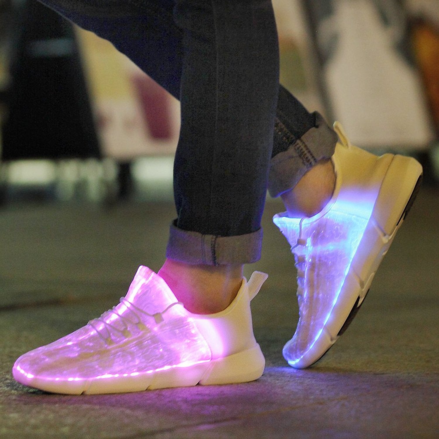 LED Shoes Mens White High Top